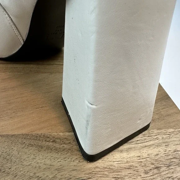 New Womens Marc Fisher LTD Codyy White Leather Flared Heel Ankle Boots Size 11 M - Picture 10 of 10